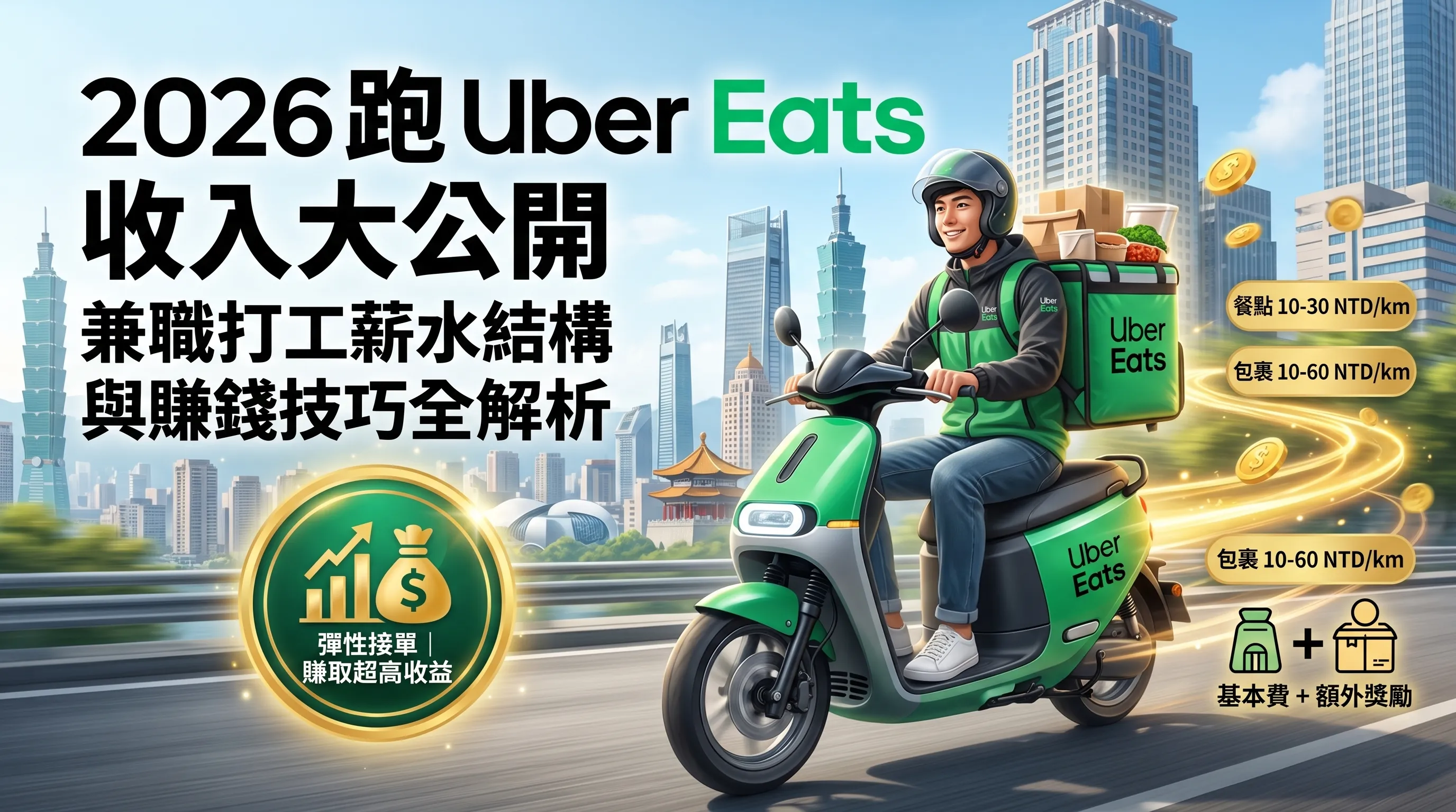 2026 跑 Uber Eats 收入計算大公開：外送員兼職打工薪水結構與賺錢技巧全解析